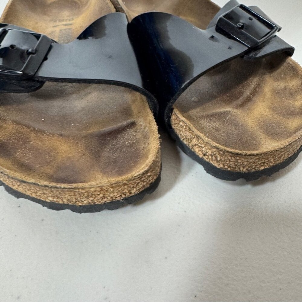 Birkenstock Madrid Black Patent Leather Sandals Women’s Slip On Size 39 - Picture 14 of 14